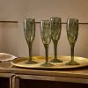 Nkuku Mila Tall Champagne Glass - Dark Emerald (Set Of 4) Tableware 2 Nkuku Mila Tall Champagne Glass - Dark Emerald (Set Of 4) Tableware