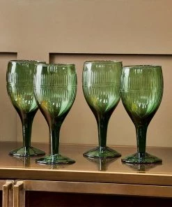 Nkuku Tableware Mila Wine Glass - Dark Emerald (Set Of 4)
