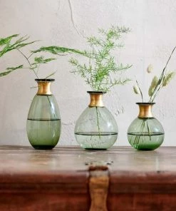 Nkuku Miza Mini Glass Vase - Green