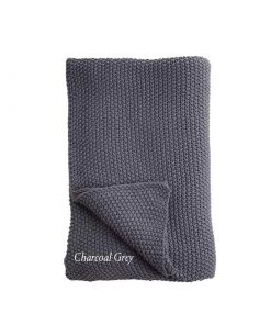 Nkuku Home Accessories Moss Stitch Cotton Throw - Charcoal