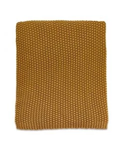 Nkuku Moss Stitch Cotton Throw - Mustard Home Accessories