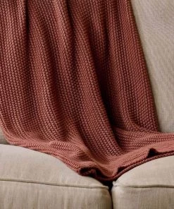 Nkuku Moss Stitch Cotton Throw - Rust Home Accessories