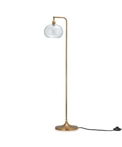 Nkuku New Arrivals Mulia Glass Floor Lamp - Antique Brass