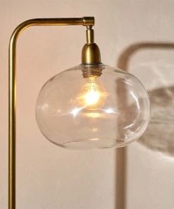 Nkuku New Arrivals Mulia Glass Floor Lamp - Antique Brass