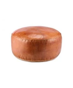 Nkuku Nadu Leather Pouf - Large Living Room