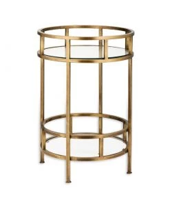 Nkuku Nakuru Iron & Glass Drinks Table - Brass Living Room