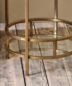 Nkuku Nakuru Iron & Glass Drinks Table - Brass Living Room