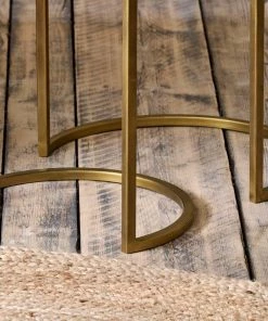 Nkuku Nakuru Iron & Glass Side Table Set - Brass