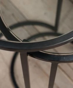 Nkuku Nakuru Iron & Glass Side Table Set (Set Of 2) Living Room