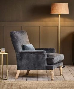 Nkuku Nalla Velvet Armchair - Moss Living Room