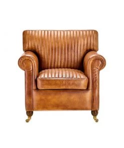 Nkuku Narwana Leather Ribbed Armchair Living Room