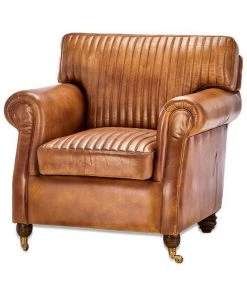 Nkuku Narwana Leather Ribbed Armchair Living Room