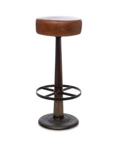 Nkuku Kitchen & Dining Room Narwana Leather Round Stool