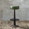 Nkuku Narwana Leather Round Stool - Rich Green Kitchen & Dining Room