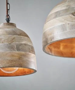 Nkuku Nika Mango Wood Pendant - Natural - Small