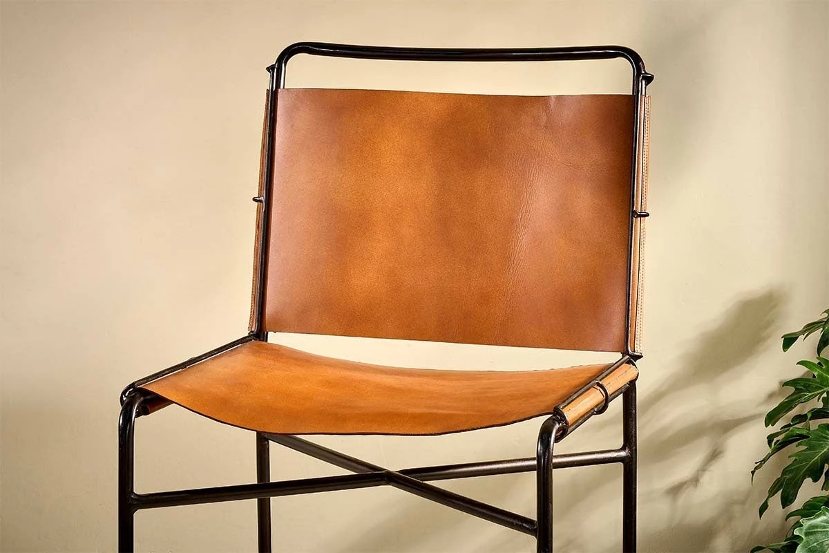 Nkuku Nirmi Leather Sling Back Bar Chair New Arrivals 5 Nkuku Nirmi Leather Sling Back Bar Chair New Arrivals