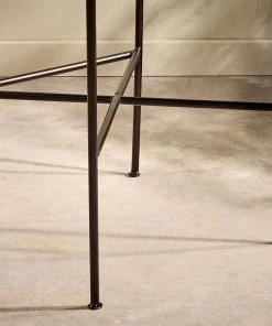 Nkuku Nirmi Leather Sling Back Bar Chair - Charcoal