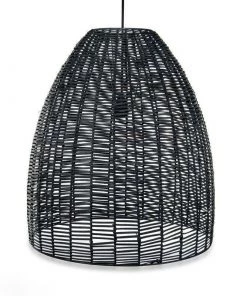 Nkuku Noko Black Wicker Conical Pendant - Large