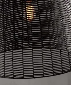 Nkuku Noko Black Wicker Conical Pendant - Large