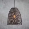 Nkuku Noko Black Wicker Conical Pendant - Large