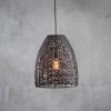 Nkuku Noko Black Wicker Conical Pendant - Medium