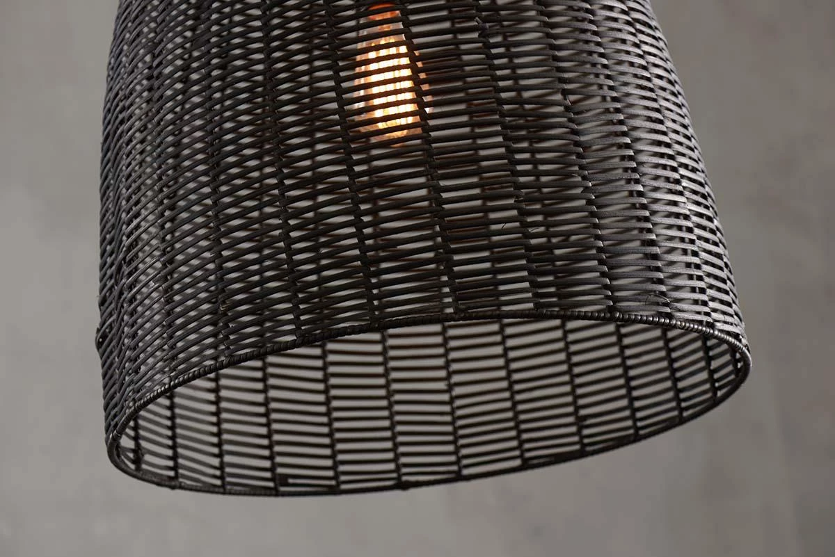 Nkuku Noko Black Wicker Conical Pendant - Medium 4 Nkuku Noko Black Wicker Conical Pendant - Medium