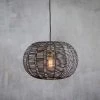 Nkuku Noko Black Wicker Round Pendant - Large