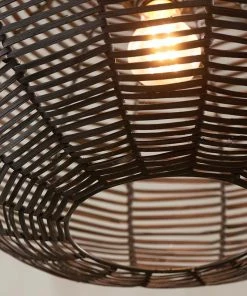 Nkuku Noko Black Wicker Round Pendant - Large