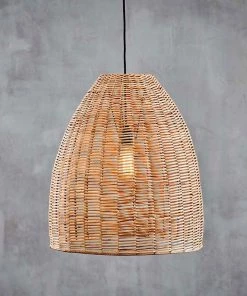 Nkuku Noko Natural Wicker Conical Pendant - Large
