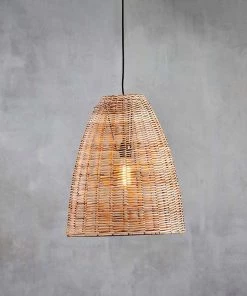 Nkuku Noko Natural Wicker Conical Pendant - Medium