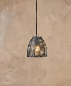 Nkuku Noko Wicker Conical Pendant - Black - Extra Small