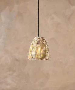 Nkuku Noko Wicker Conical Pendant - Natural - Extra Small Kitchen & Dining Room