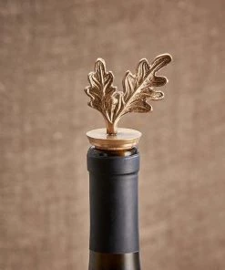 Nkuku Oak Leaf Brass Bottle Stopper