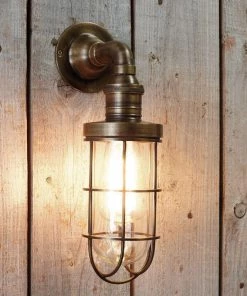 Nkuku Obere Caged Outdoor Light - Antique Brass