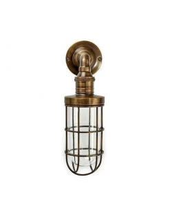 Nkuku Obere Caged Outdoor Light - Antique Brass