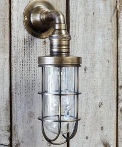 Nkuku Obere Caged Outdoor Light - Antique Brass