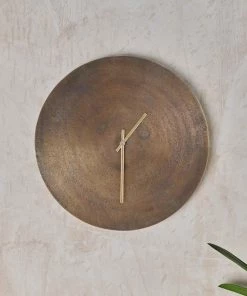 Nkuku Home Accessories Okota Wall Hung Clock - Antique Brass