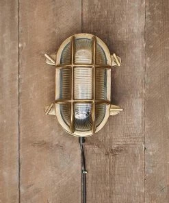 Nkuku Oshi Brass Oval Outdoor Bulkhead Light - Brass Outdoor Lighting