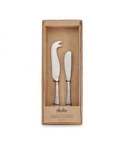 Nkuku Osko Cheese & Butter Knife Set - Brushed Silver (Set Of 2) Tableware