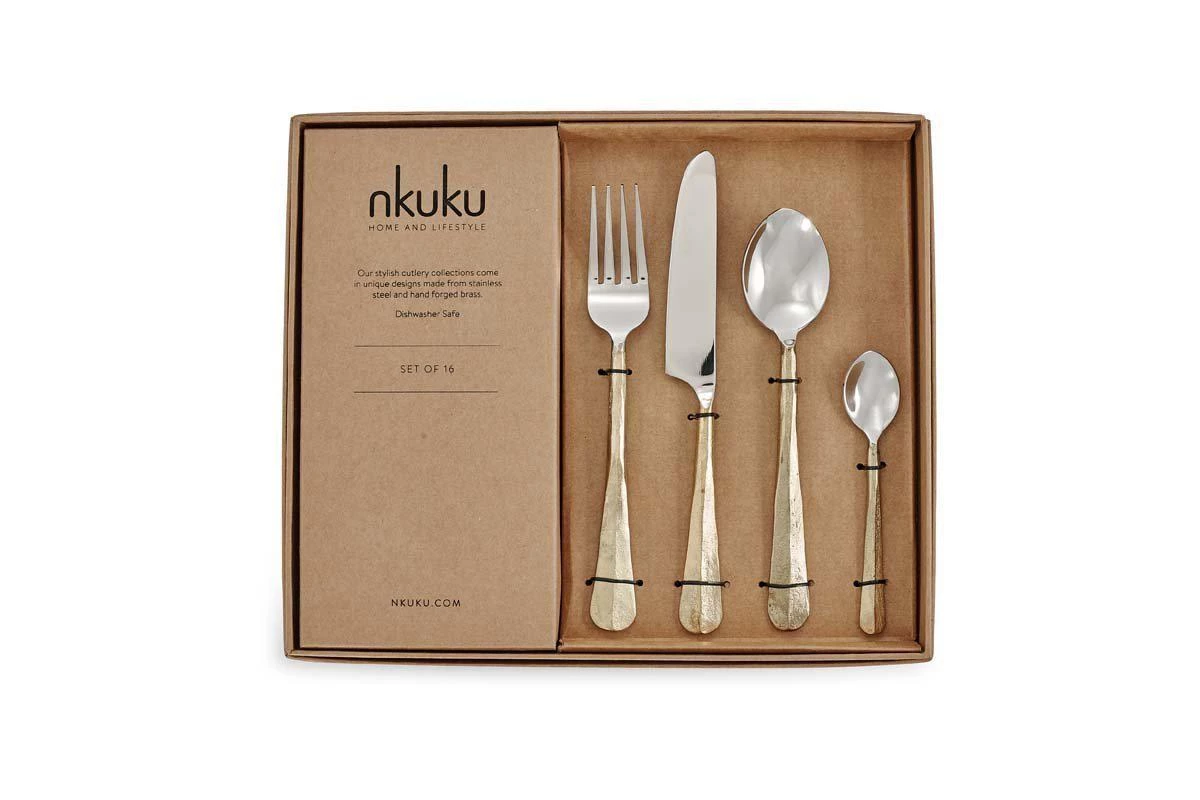 Nkuku Osko Cutlery Set - Brushed Gold (Set Of 16) 5 Nkuku Osko Cutlery Set - Brushed Gold (Set Of 16)
