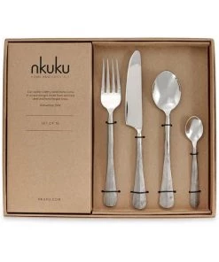 Nkuku Osko Cutlery Set - Brushed Silver (Set Of 16)