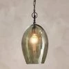 Nkuku Otoro Glass Pendant - Green Smoke - Large Oval