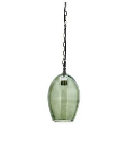 Nkuku Otoro Glass Pendant - Green Smoke - Small Oval