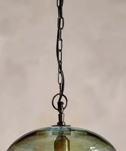 Nkuku Hallway & Bootroom Otoro Glass Pendant - Green Smoke - Small Round