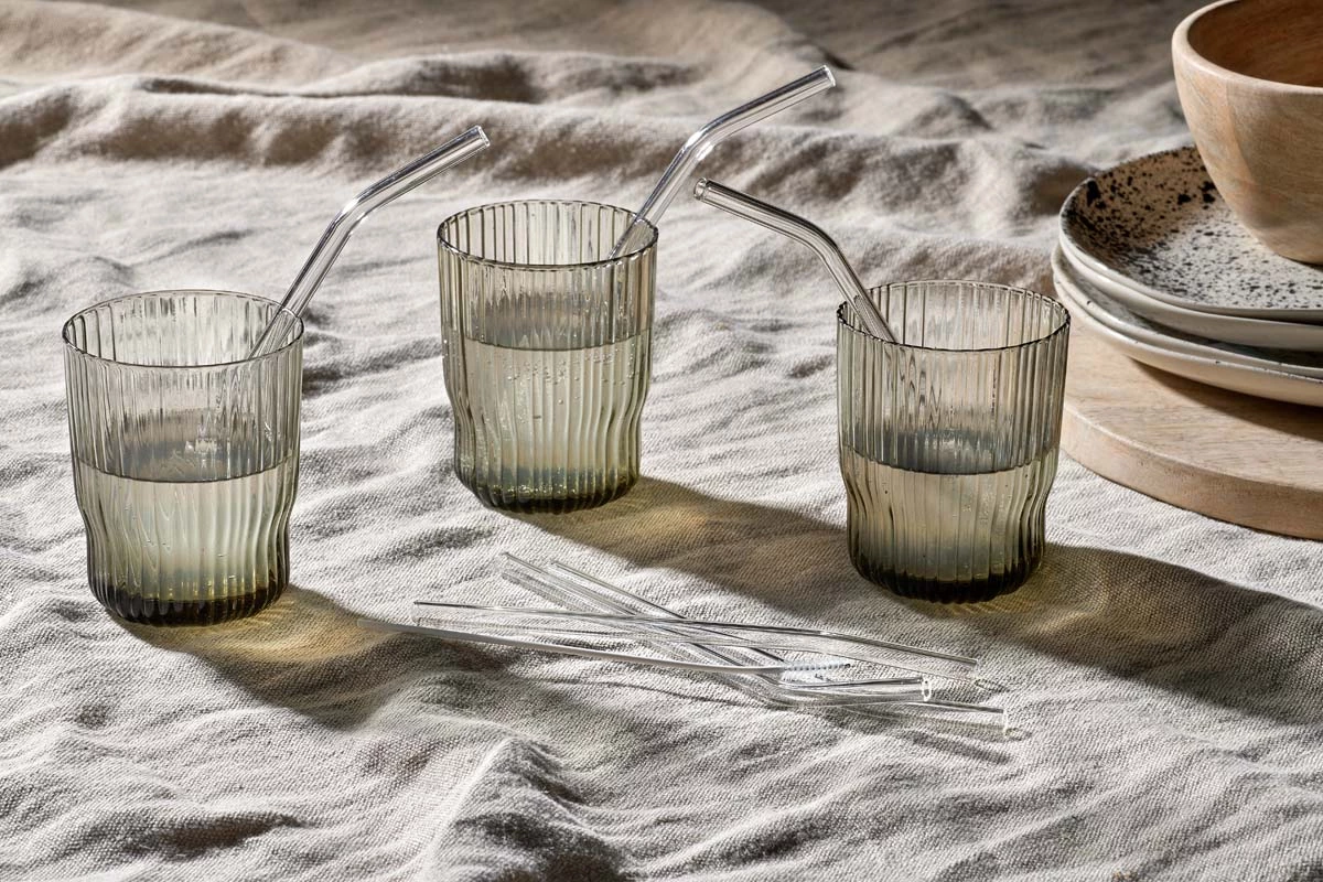 Nkuku Tableware Ouzoud Glass Straws - Clear (Set Of 6) 3 Nkuku Tableware Ouzoud Glass Straws - Clear (Set Of 6)