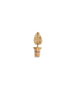 Nkuku Table Accessories Poplar Leaf Brass Bottle Stopper