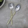Nkuku Tableware Sirkali Salad Server Set - Brushed Gold (Set Of 2)