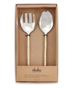 Nkuku Tableware Sirkali Salad Server Set - Brushed Gold (Set Of 2)