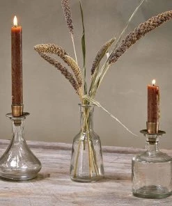 Nkuku Sirsa Glass Candlestick - Clear Home Accessories