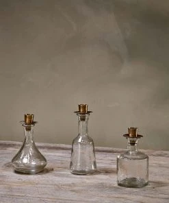 Nkuku Sirsa Glass Candlestick - Clear Home Accessories